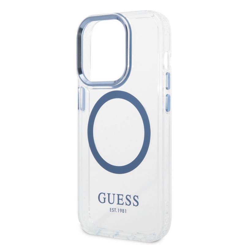 Bal-z Apple iPhone 14 Pro Max Kılıf GUESS M-safe Şarj Özellikli Metal Kamera Çerçeveli Kapak