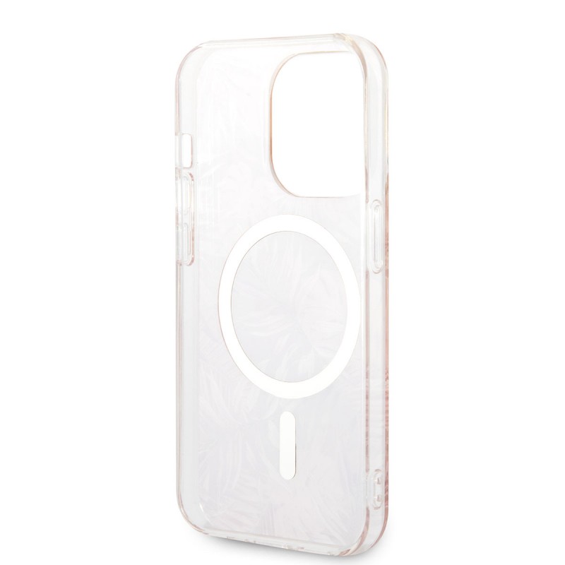 Bal-z Apple iPhone 14 Pro Max Kılıf GUESS M-safe Şarj Özellikli Yaprak Desenli M-safe Şarj Kablolu Kapak