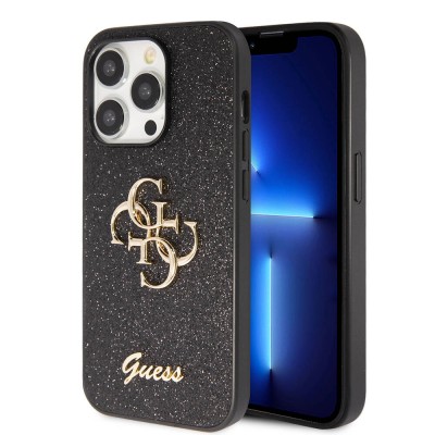Bal-z Apple iPhone 14 Pro Max Kılıf Guess Orjinal Lisanslı 4G Büyük Metal Logolu Glitter Kapak