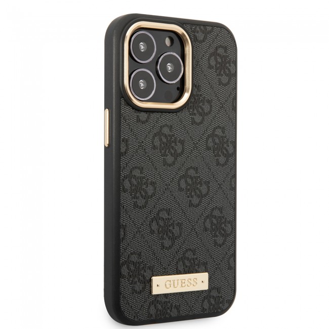 Apple iPhone 14 Pro Max Kılıf Guess Orjinal Lisanslı M-safe Şarj Özellikli 4G Desenli PU Metal Plaka Klasik Logolu Kapak Apple iPhone 14 Pro Max Kılıf Guess Orjinal Lisanslı M-safe Şarj Özellikli 4G Desenli PU Metal Plaka Klasik Logolu Kapak