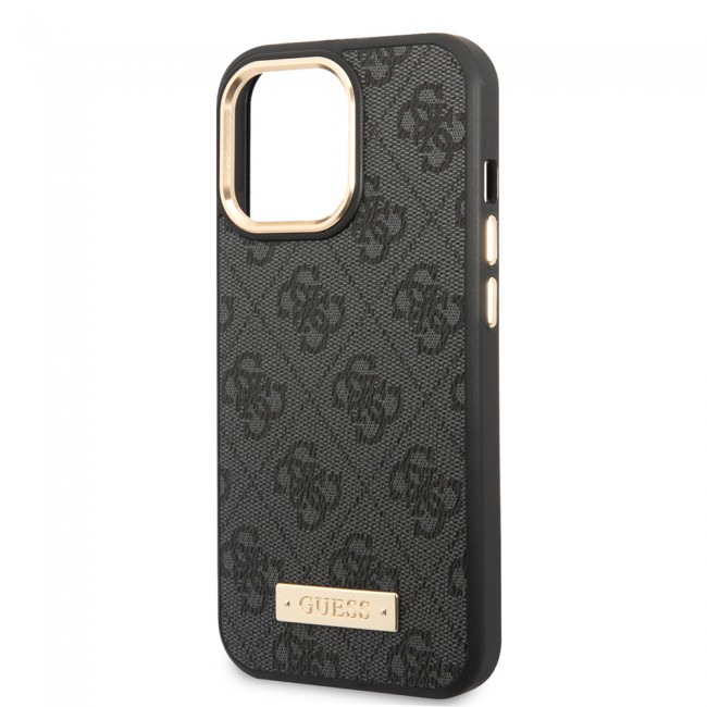 Apple iPhone 14 Pro Max Kılıf Guess Orjinal Lisanslı M-safe Şarj Özellikli 4G Desenli PU Metal Plaka Klasik Logolu Kapak Apple iPhone 14 Pro Max Kılıf Guess Orjinal Lisanslı M-safe Şarj Özellikli 4G Desenli PU Metal Plaka Klasik Logolu Kapak