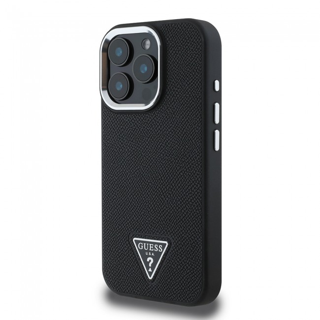 Apple iPhone 14 Pro Max Kılıf Guess Orjinal Lisanslı M-safe Şarj Özellikli Grained Triangle Kapak Apple iPhone 14 Pro Max Kılıf Guess Orjinal Lisanslı M-safe Şarj Özellikli Grained Triangle Kapak