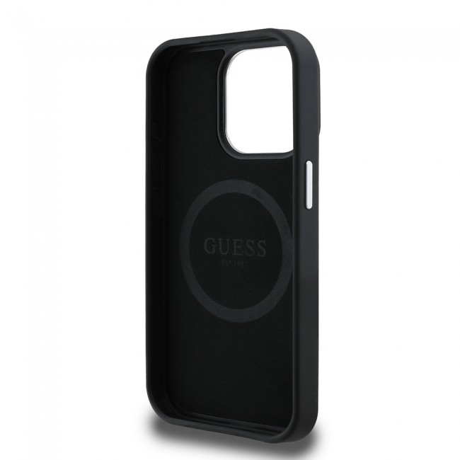 Apple iPhone 14 Pro Max Kılıf Guess Orjinal Lisanslı M-safe Şarj Özellikli Grained Triangle Kapak Apple iPhone 14 Pro Max Kılıf Guess Orjinal Lisanslı M-safe Şarj Özellikli Grained Triangle Kapak
