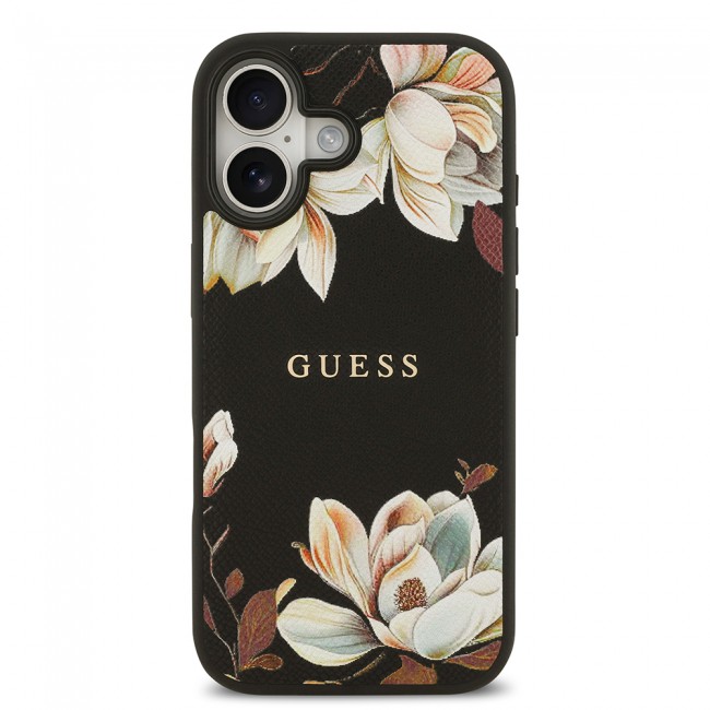 Apple iPhone 17 Kılıf Guess Orjinal Lisanslı M-safe Şarj Özellikli Taneli Çiçek Tasarımlı Metal Yazı Logolu Kapak Apple iPhone 17 Kılıf Guess Orjinal Lisanslı M-safe Şarj Özellikli Taneli Çiçek Tasarımlı Metal Yazı Logolu Kapak