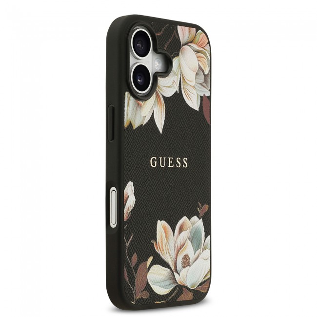 Apple iPhone 17 Kılıf Guess Orjinal Lisanslı M-safe Şarj Özellikli Taneli Çiçek Tasarımlı Metal Yazı Logolu Kapak Apple iPhone 17 Kılıf Guess Orjinal Lisanslı M-safe Şarj Özellikli Taneli Çiçek Tasarımlı Metal Yazı Logolu Kapak