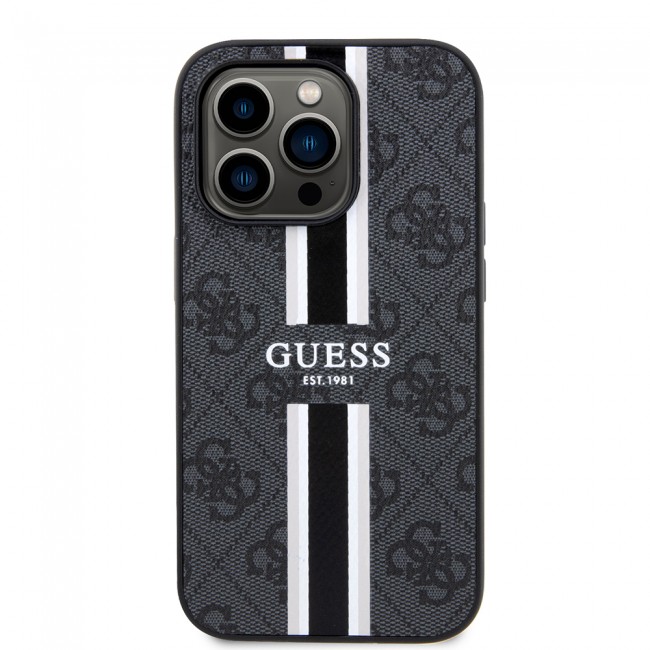Apple iPhone 14 Pro Max Kılıf Guess Orjinal Lisanslı Magsafe Şarj Özellikli 4G Şerit Tasarımlı Printed Kapak Apple iPhone 14 Pro Max Kılıf Guess Orjinal Lisanslı Magsafe Şarj Özellikli 4G Şerit Tasarımlı Printed Kapak