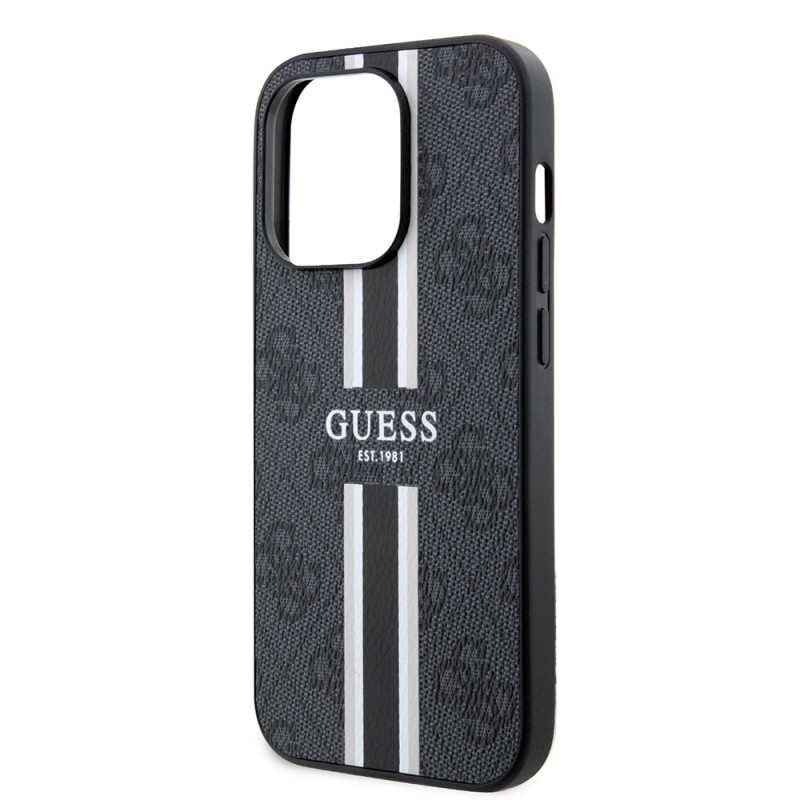Bal-z Apple iPhone 14 Pro Max Kılıf Guess Orjinal Lisanslı M-safe Şarj Özellikli 4G Şerit Tasarımlı Printed Kapak