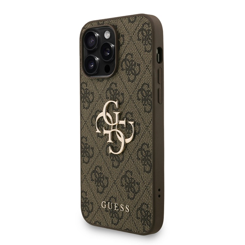 Bal-z Apple iPhone 14 Pro Max Kılıf Guess Orjinal Lisanslı PU Deri Bilek Askı İpli Metal Büyük 4G ve Yazı Logolu Kapak