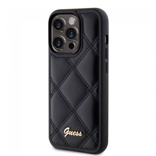 Apple iPhone 14 Pro Max Kılıf Guess Orjinal Lisanslı PU Deri Metal Yazı Logolu Kapitone Kapak Apple iPhone 14 Pro Max Kılıf Guess Orjinal Lisanslı PU Deri Metal Yazı Logolu Kapitone Kapak