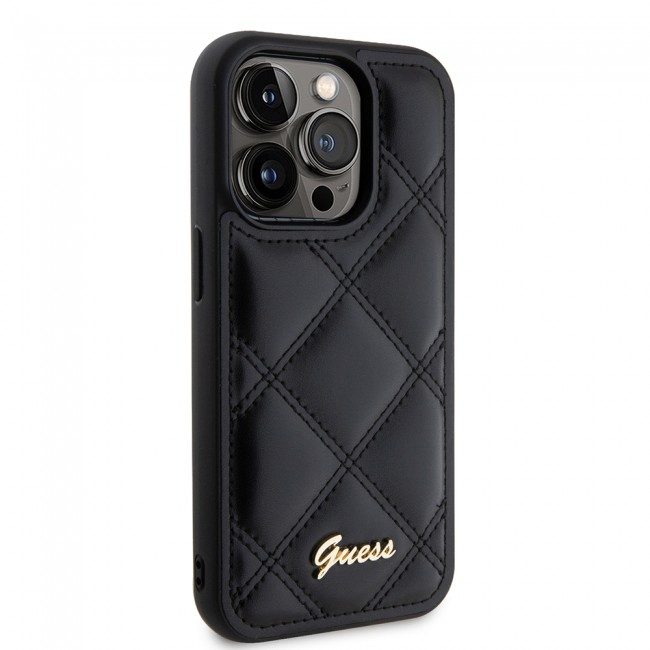 Apple iPhone 14 Pro Max Kılıf Guess Orjinal Lisanslı PU Deri Metal Yazı Logolu Kapitone Kapak Apple iPhone 14 Pro Max Kılıf Guess Orjinal Lisanslı PU Deri Metal Yazı Logolu Kapitone Kapak