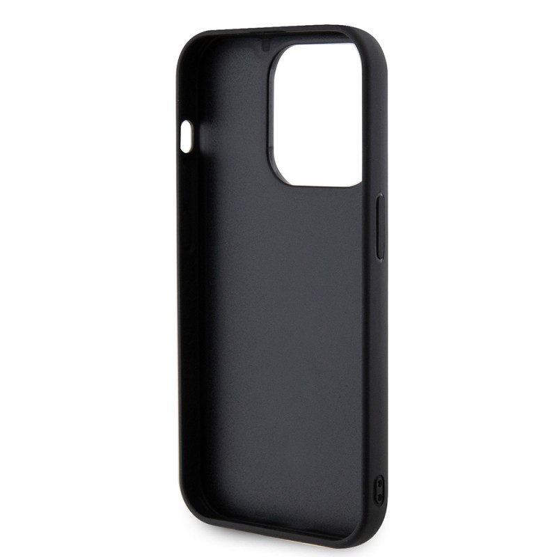 Bal-z Apple iPhone 14 Pro Max Kılıf Guess Orjinal Lisanslı PU Deri Metal Yazı Logolu Kapitone Kapak