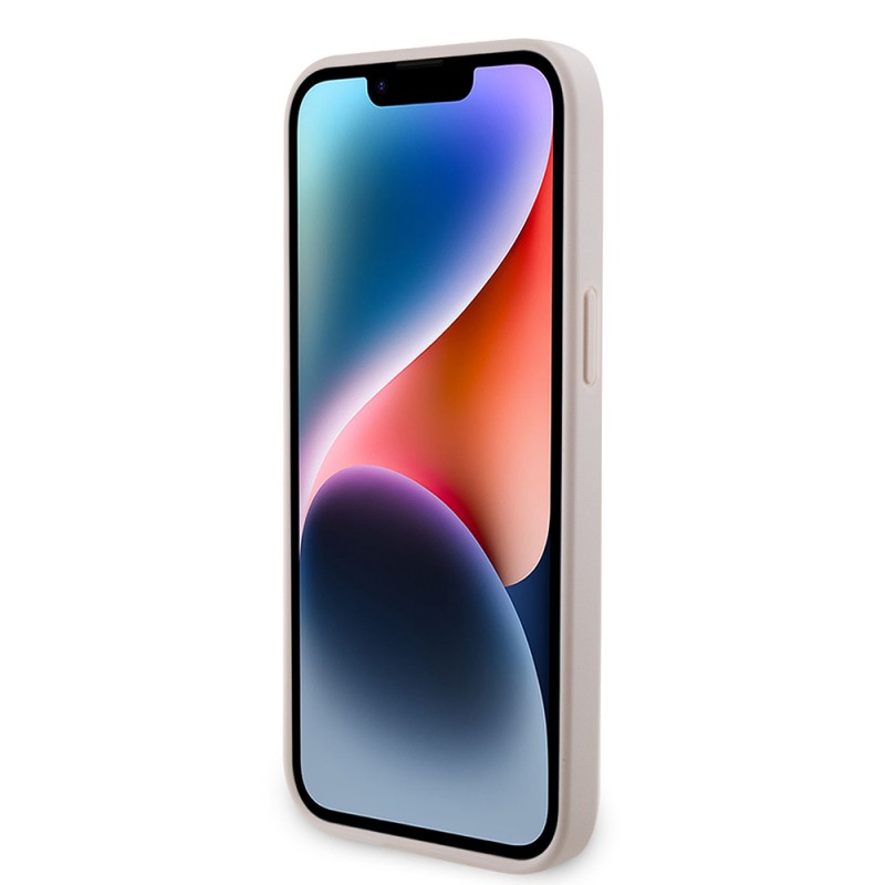 Bal-z Apple iPhone 14 Pro Max Kılıf Guess Orjinal Lisanslı PU Deri Taşlı Metal Üçgen Logolu Çapraz Vücut Askılı 4G Desenli Kapak