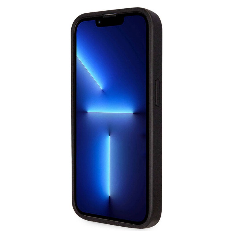 Bal-z Apple iPhone 14 Pro Max Kılıf Guess Orjinal Lisanslı PU Deri Taşlı Üçgen Logo 4G Desenli Kapak