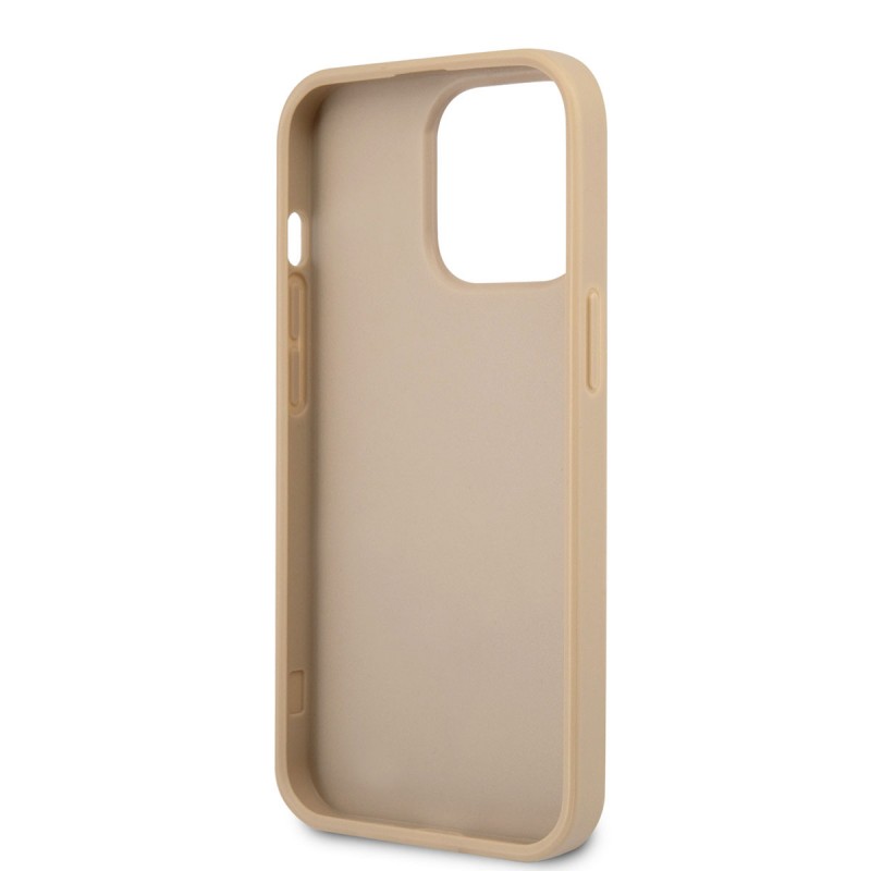 Bal-z Apple iPhone 14 Pro Max Kılıf GUESS PU Safran Deri Üçgen Logo Dizayn Kapak