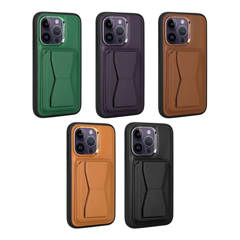 Bal-z Apple iPhone 14 Pro Max Kılıf Kartlıklı Standlı ​Pu Deri  Memo Kapak