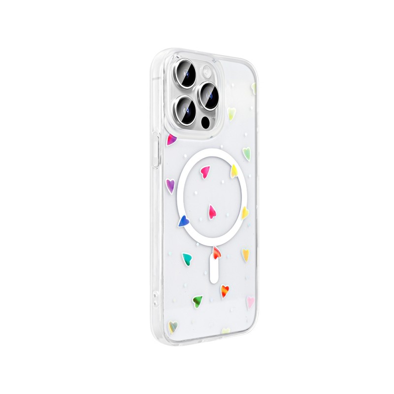 Bal-z Apple iPhone 14 Pro Max Kılıf M-Safe Şarj Özellikli Şeffaf Zore Folk Sert Kapak