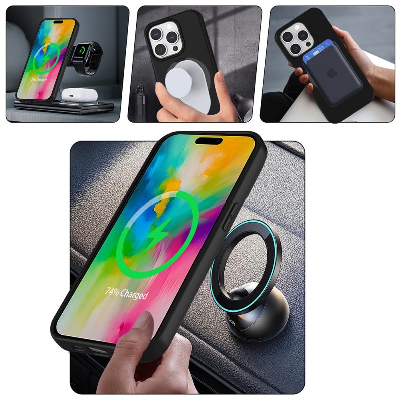 Bal-z Apple iPhone 14 Pro Max Kılıf M-safe Şarj Özellikli Standlı Zore Samara Kapak