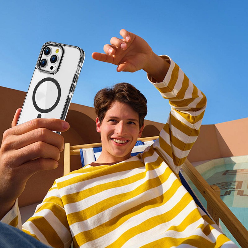 Bal-z Apple iPhone 14 Pro Max Kılıf M-safe Şarj Özellikli Airbagli Takılabilir Askı Aparatlı  Nana Kapak