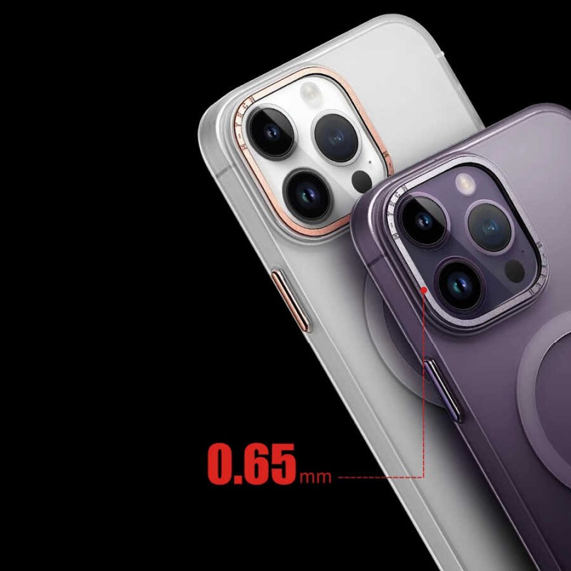 Bal-z Apple iPhone 14 Pro Max Kılıf M-safe Şarj Özellikli Buzlu Sert PC  Tuval Kapak