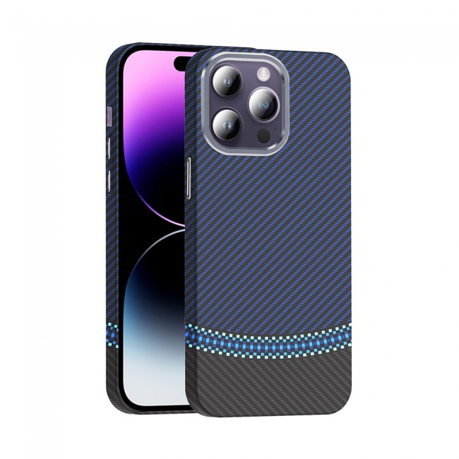 Apple iPhone 14 Pro Max Kılıf M-safe Şarj Özellikli Karbon Fiber Görünümlü Zore Gros Kapak