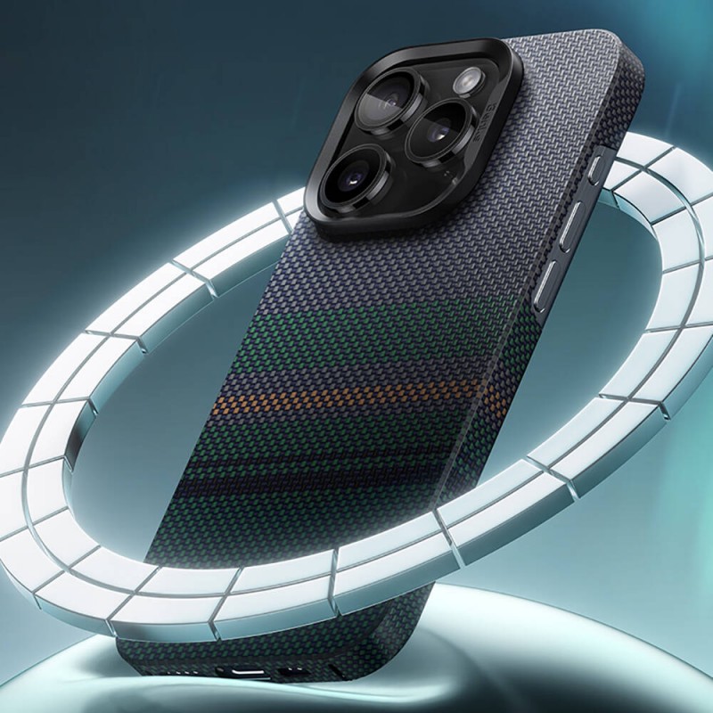 Bal-z Apple iPhone 14 Pro Max Kılıf M-safe Şarj Özellikli Karbon Fiber Tasarımlı Benks Aurora ArmorAir Kevlar Kapak