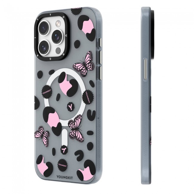 Apple iPhone 14 Pro Max Kılıf Magsafe Şarj Özellikli Kelebek Desenli Youngkit Shadow Dance Serisi Kapak Apple iPhone 14 Pro Max Kılıf Magsafe Şarj Özellikli Kelebek Desenli Youngkit Shadow Dance Serisi Kapak