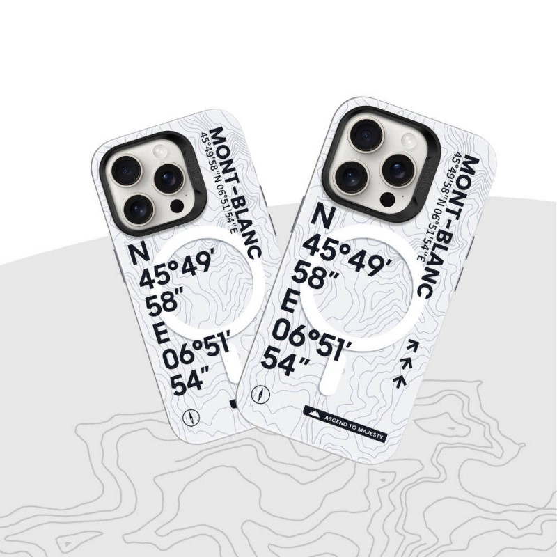 Bal-z Apple iPhone 14 Pro Max Kılıf M-safe Şarj Özellikli Koordinat Yazı Desenli Benks Summit Serisi Kapak