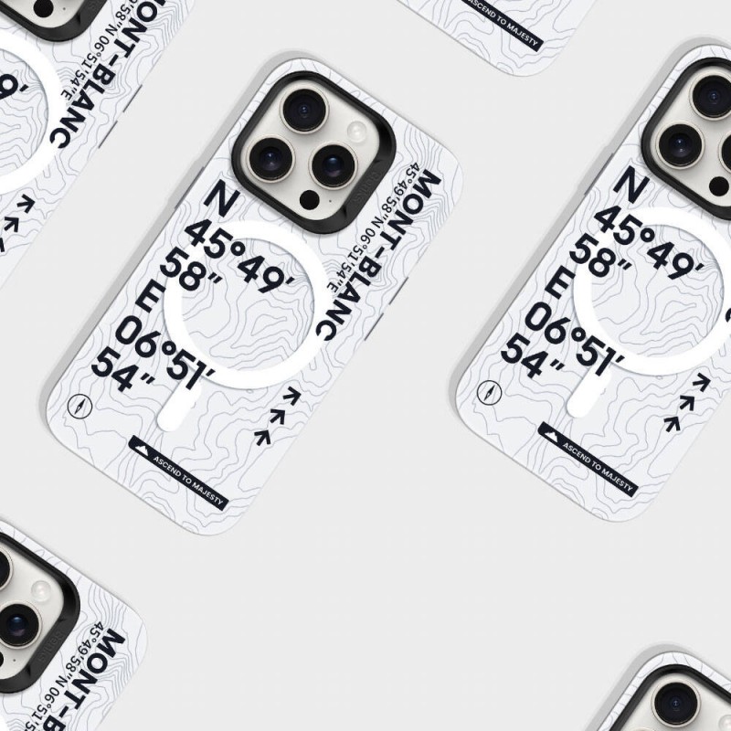 Bal-z Apple iPhone 14 Pro Max Kılıf M-safe Şarj Özellikli Koordinat Yazı Desenli Benks Summit Serisi Kapak