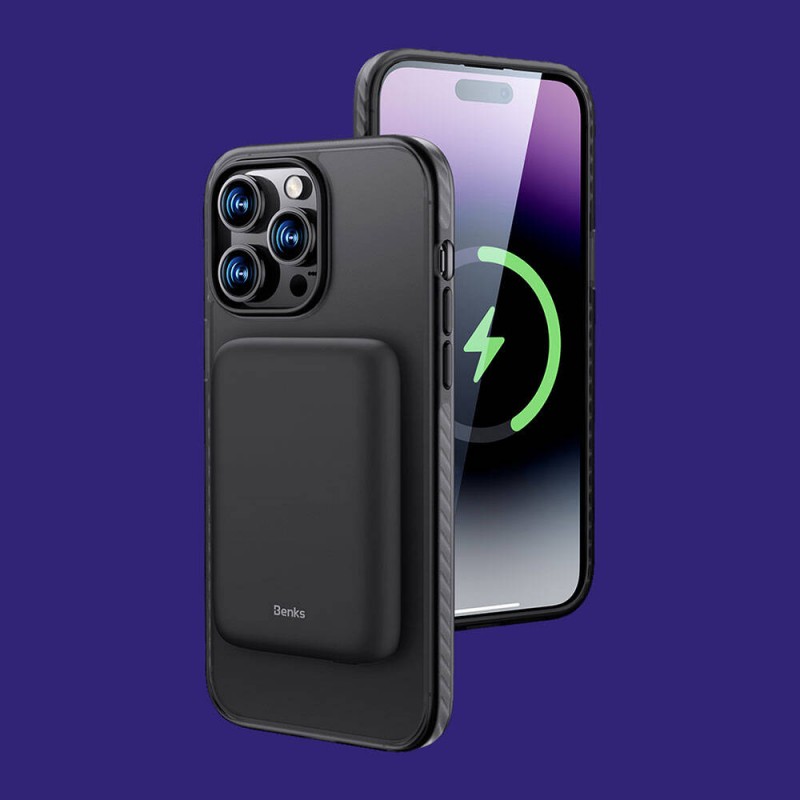 Bal-z Apple iPhone 14 Pro Max Kılıf M-safe Şarj Özellikli Mat Arka Yüzey Benks Drop Resistance Kapak