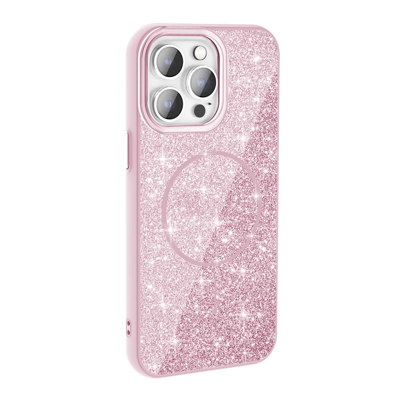 Bal-z Apple iPhone 14 Pro Max Kılıf M-safe Şarj Özellikli Parlayan Simli Zore Okso Kapak