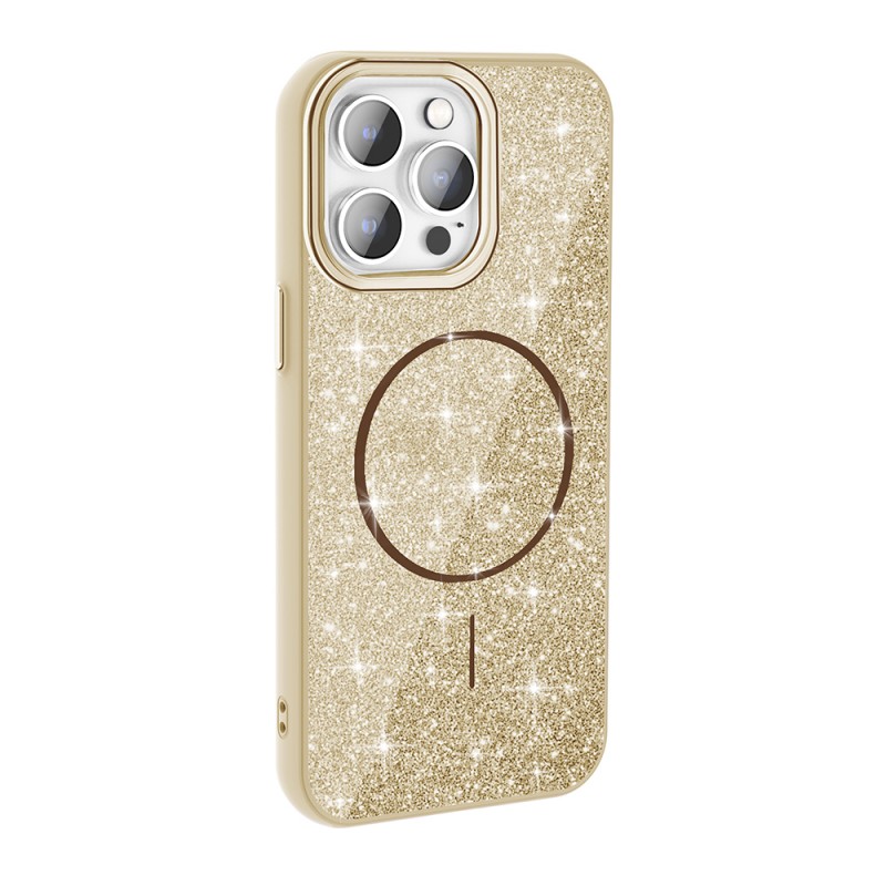 Bal-z Apple iPhone 14 Pro Max Kılıf M-safe Şarj Özellikli Parlayan Simli Zore Okso Kapak