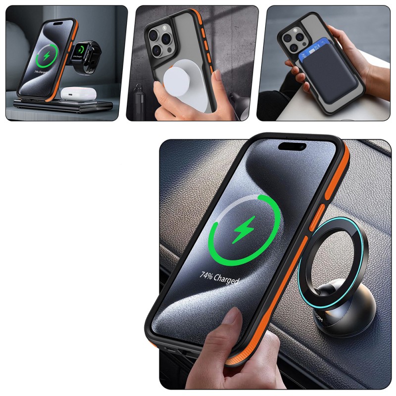 Bal-z Apple iPhone 14 Pro Max Kılıf M-safe Şarj Özellikli Renkli Kenar Airbag Şeritli Zore Lamer Kapak