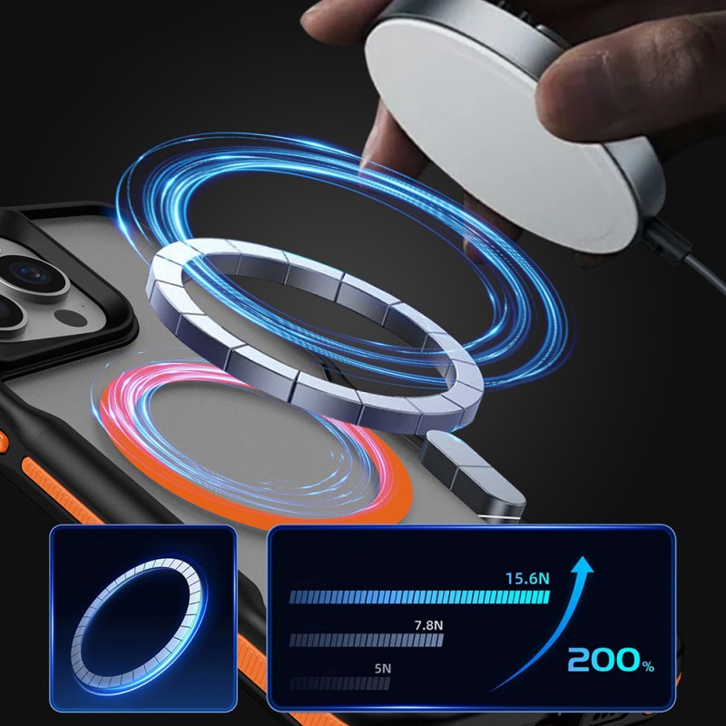 Bal-z Apple iPhone 14 Pro Max Kılıf M-safe Şarj Özellikli Renkli Kenar Airbag Şeritli Zore Lamer Kapak