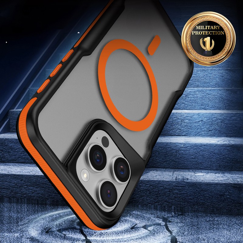 Bal-z Apple iPhone 14 Pro Max Kılıf M-safe Şarj Özellikli Renkli Kenar Airbag Şeritli Zore Lamer Kapak