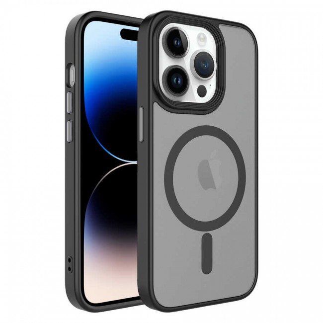 Apple iPhone 14 Pro Max Kılıf Mat Arka Yüzey Wireless Şarj Özellikli Zore Flet Magsafe Kapak
