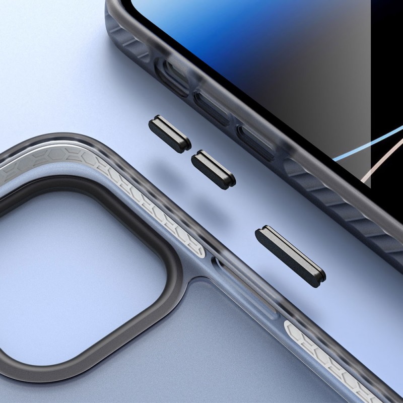 Bal-z Apple iPhone 14 Pro Max Kılıf Mat Arka Yüzey Wireless Şarj Özellikli  Locik Kapak