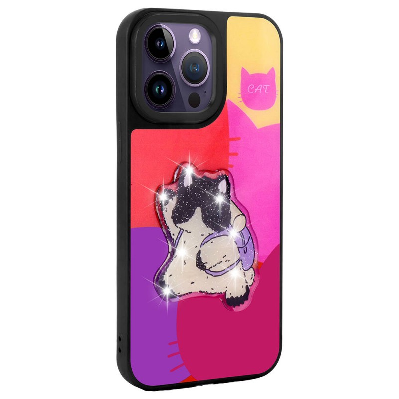 Bal-z Apple iPhone 14 Pro Max Kılıf Parlayan Kabartmalı İkonik Figürlü  Amas Silikon Kapak