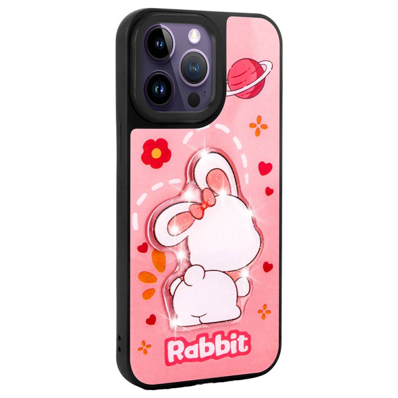 Bal-z Apple iPhone 14 Pro Max Kılıf Parlayan Kabartmalı İkonik Figürlü  Amas Silikon Kapak