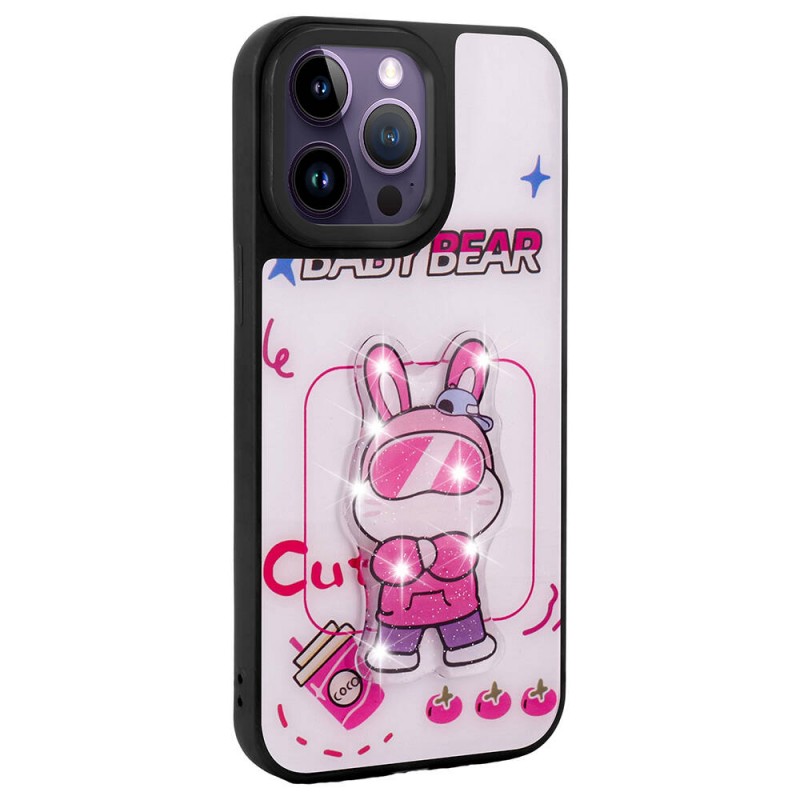 Bal-z Apple iPhone 14 Pro Max Kılıf Parlayan Kabartmalı İkonik Figürlü  Amas Silikon Kapak