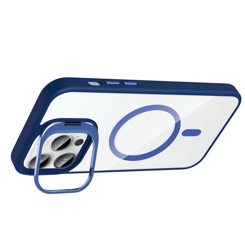 Bal-z Apple iPhone 14 Pro Max Kılıf Standlı ve Kamera Lens Hediyeli M-Safe Şarj Özellikli Zore Etro Kapak