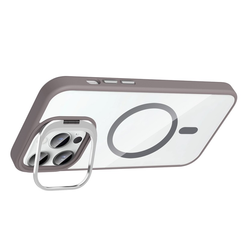 Bal-z Apple iPhone 14 Pro Max Kılıf Standlı ve Kamera Lens Hediyeli M-Safe Şarj Özellikli Zore Etro Kapak