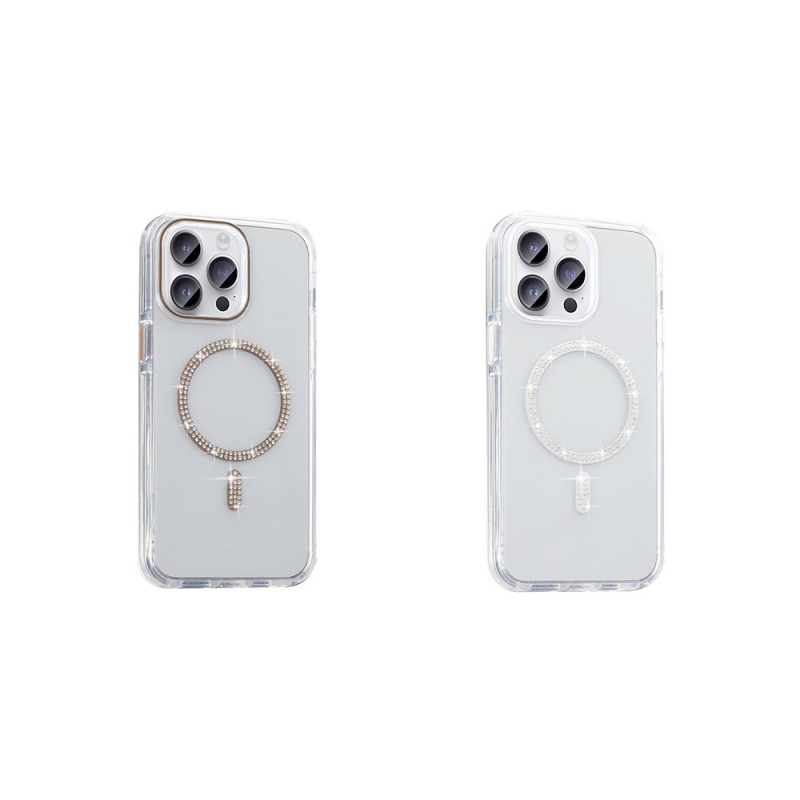 Bal-z Apple iPhone 14 Pro Max Kılıf Taşlı Tasarım M-safe Şarj Özellikli Zore Koment Silikon Kapak