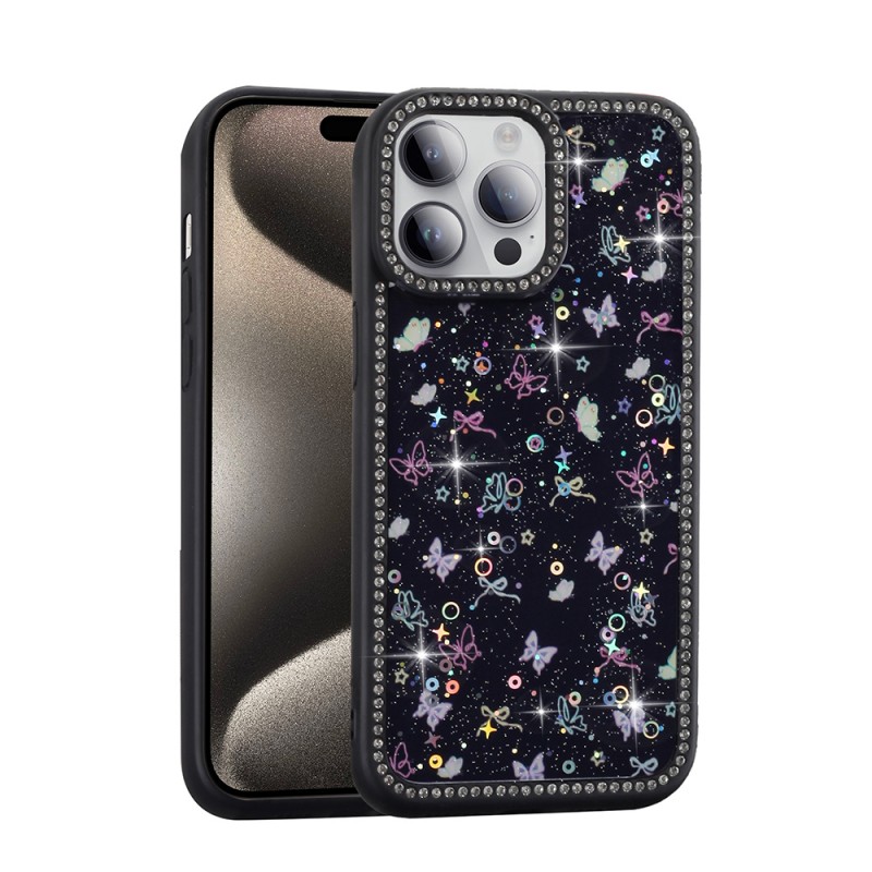 Bal-z Apple iPhone 14 Pro Max Kılıf Taşlı ve Simli Tasarım Zore Azra Kapak