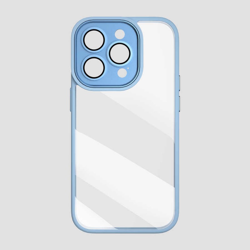 Bal-z Apple iPhone 14 Pro Max Kılıf Wiwu VCC-104 Lens Korumalı Renkli Kenar Arkası Şeffaf Vivid Clear Kapak