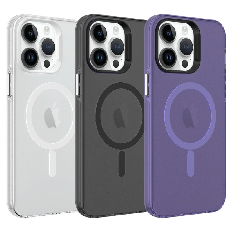 Bal-z Apple iPhone 14 Pro Max Kılıf  M-safe Şarj Özellikli Buzlu Transparan C-Pro Sert Kapak