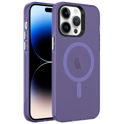 Bal-z Apple iPhone 14 Pro Max Kılıf  M-safe Şarj Özellikli Buzlu Transparan C-Pro Sert Kapak