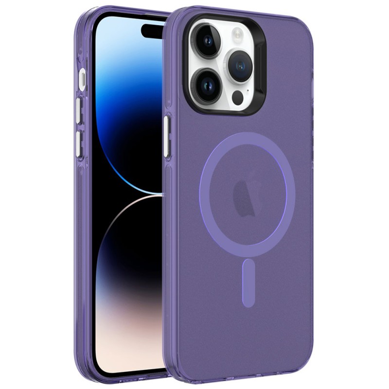 Bal-z Apple iPhone 14 Pro Max Kılıf  M-safe Şarj Özellikli Buzlu Transparan C-Pro Sert Kapak