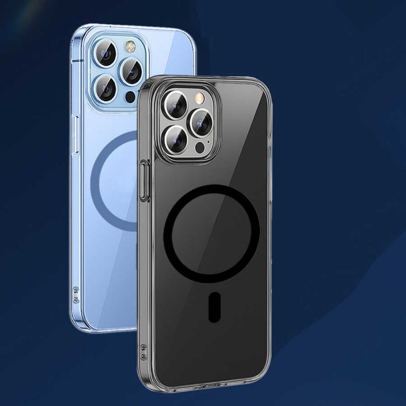 Bal-z Apple iPhone 14 Pro Max Wiwu M-safe Şarj Özellikli Lens Korumalı Şeffaf Silikon Kapak