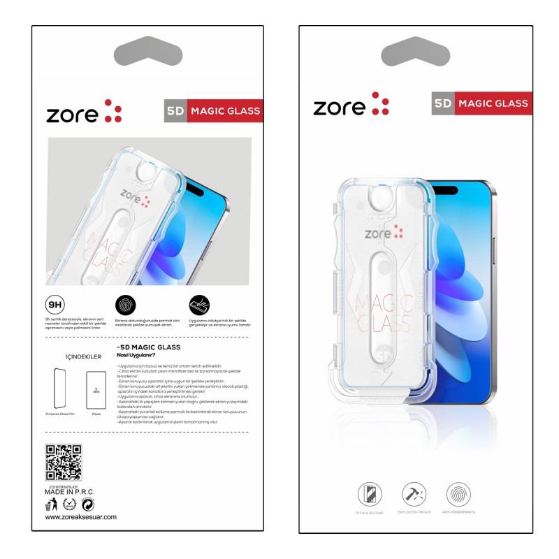 Bal-z Apple iPhone 14 Pro Max  Kolay Uygulama Aparatlı 5D Magic Glass Cam Ekran Koruyucu