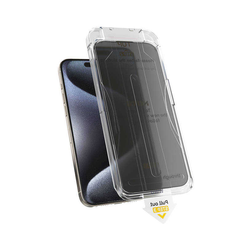 Bal-z Apple iPhone 14 Wiwu Wi-SQ009 Easy Install iPrivacy 360° Anti-Peep Oleofobik Temperli Cam Ekran Koruyucu + Kolay Uygulama Aparatlı